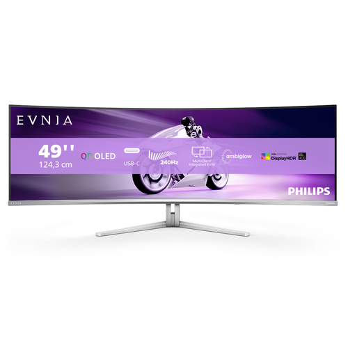 Philips Evnia 8000 49M2C8900/00 computerskærm 124,2 cm (48.9") 5120 x 1440 pixel Dual QHD QD-OLED Hvid