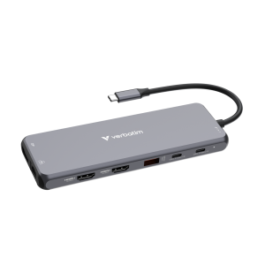 VERBATIM USB-C Pro Multiport Hub 13 Port CMH-13 - 2 x HDMI + 2 x USB-C (strømforsyning) + 3 x USB-A 3.2 Gen 1 + 1 x DisplayPort
