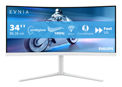 Philips Evnia 5000 34M2C5501A/00 computerskærm 86,4 cm (34") 3440 x 1440 pixel Wide Quad HD LCD Hvid