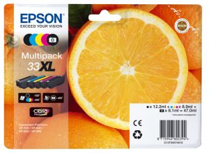 Epson Oranges C13T33574021 blækpatron 1 stk Original Højt (XL) udbytte Sort, Foto sort, Blå, Magenta, Gul