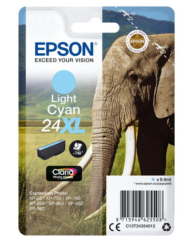 Epson Elephant C13T24354022 blækpatron 1 stk Original Højt (XL) udbytte Lys cyan