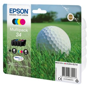 Epson Golf ball C13T34664010 blækpatron 1 stk Original Standard udbytte Sort, Blå, Magenta, Gul