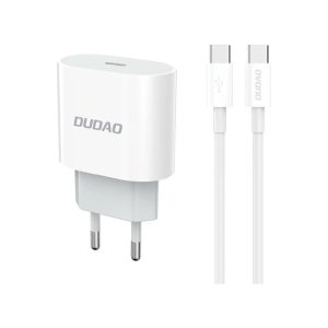 Dudao USB-C PD Adapter 20Watt (1m USB-C til USB-C kabel inkl.) Hvid