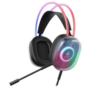 Deltaco DH230 Semi-Transparent Gaming Headset - regnbue-LED i hovedbøjle og ørekopper
