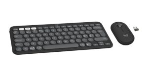 Logitech 920-012257 tastatur Mus inkluderet Universel RF trådløs + Bluetooth QWERTY Nordisk Grafit