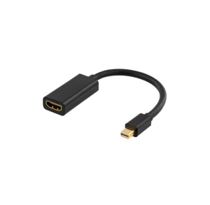 Mini DP - HDMI adapter sort, , Mini Displayport han: HDMI hun, Sort, 0,20m, Fuld HD