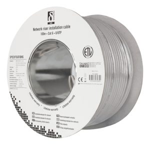 Deltaco U/UTP Cat6 riser install cable 100m drum 250MHz grey