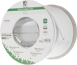 Deltaco F/UTP installationskabel, LSZH, Cat6, 100m rulle, 250MHz, hvid